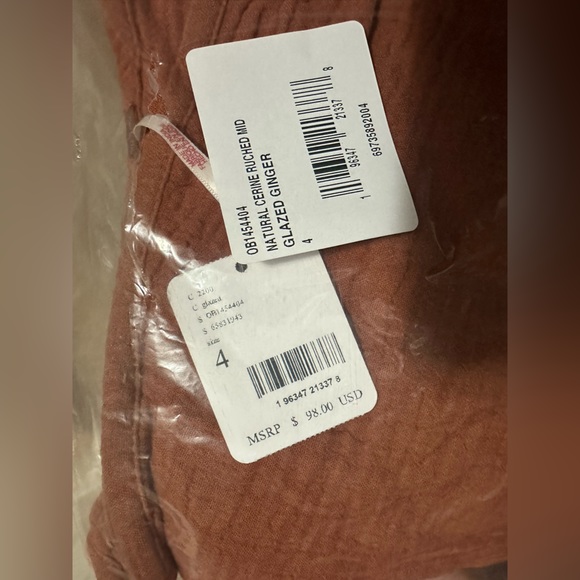 NWT - FREE PEOPLE - Natural Cerine Ruched  Midi Skirt - Picture 6 of 6